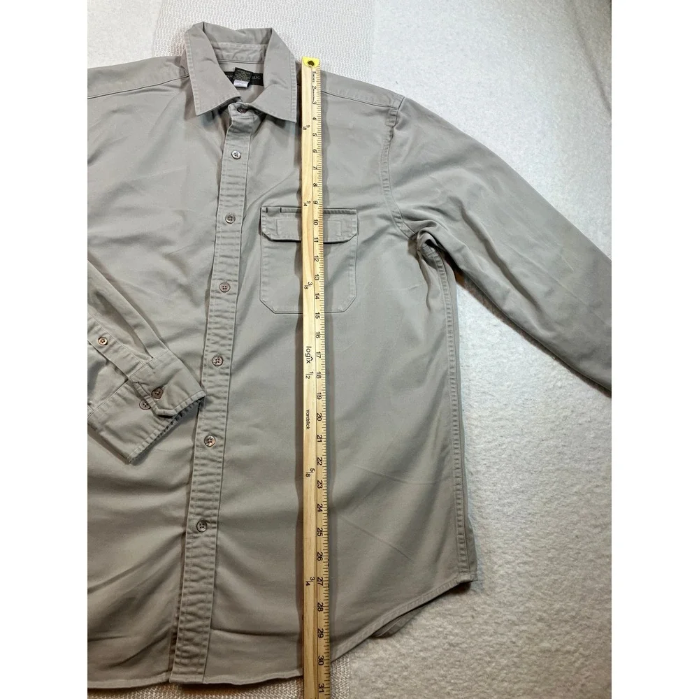 Banana Republic Mens Medium Khaki Tan Cotton Twill Long Sleeve Button Down Shirt